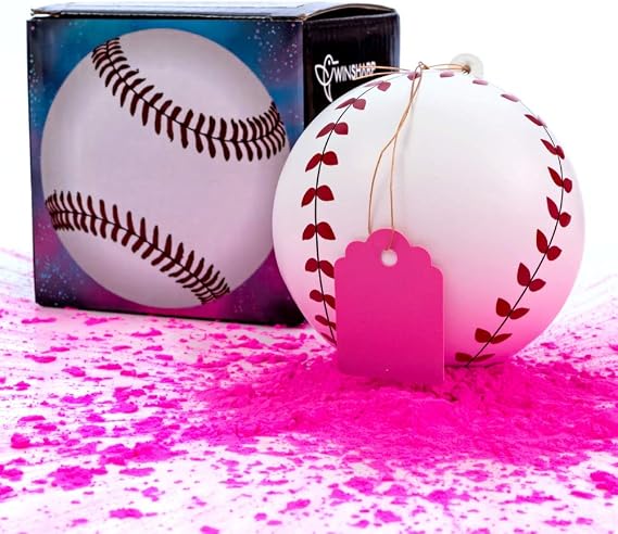 Gender Reveal Baseball - Single Balls - Exploding Pink and/or Blue Powder Baseballs - Choose Your Ball Color - Best Idea for Boy or Girl Softball Baby Revealing Party Balls Ideas Decorations