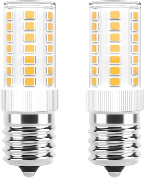 E17 LED Bulbs Dimmable 5W Microwave Over Stove Bulb 125V 40W Incandescent Equivalent, Warm White 3000K, Fit for Whirlpool Maytag GE Kenmore LG Microwaves, Replaces 8206232A 1890433 AP4512653, 2 Pack