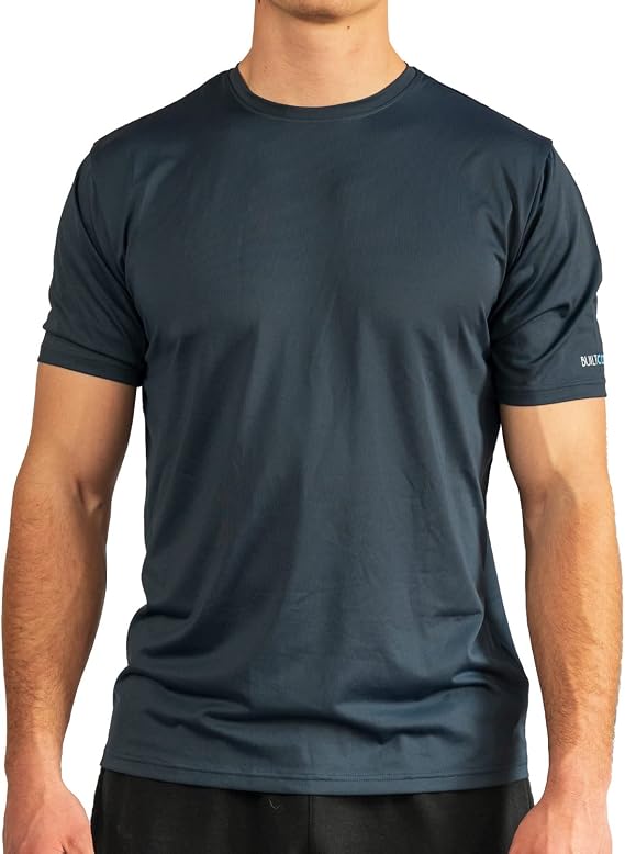 BUILTCOOL Mens Crew Neck Shirt Quick Dry Shirts for Men, Instant Cooling Moisture Wicking, UPF 50 Sun Protection