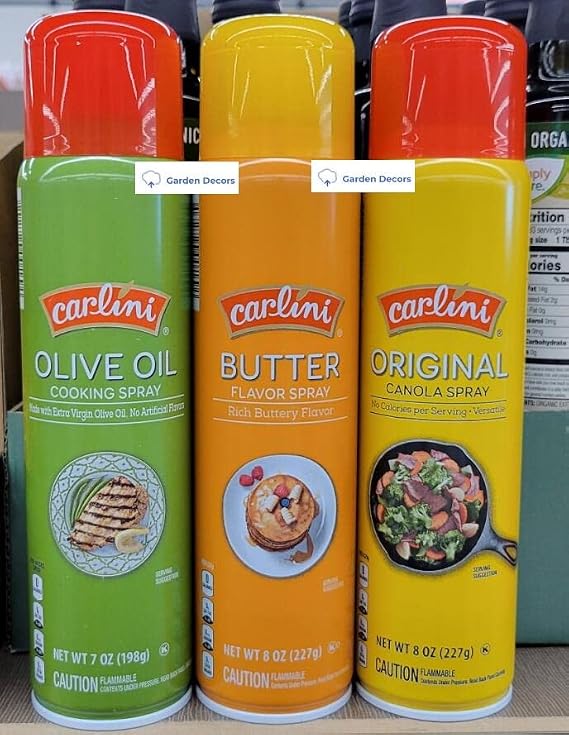 Carlini Oilve Oil Cooking Spray, Butter Flavor Spray, Original Canola Spray 7oz 198g (Three Tins)