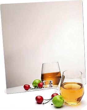 iCAGY Acrylic Mirror for Wall for Kids Adults Bedroom Door Closet Acrylic Shatterproof Self-Adhesive Lightweight Plastic Mirror Tile Sheet, Reflective Safe Plexiglass - Silver 12x12 inch 1 Pcs
