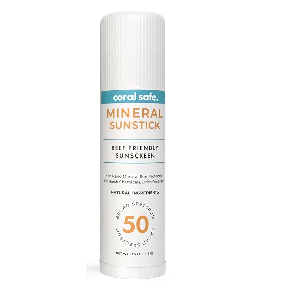 Reef Safe Sunscreen SPF 50 FaceStick Travel Size Biodegradable Zinc Mineral