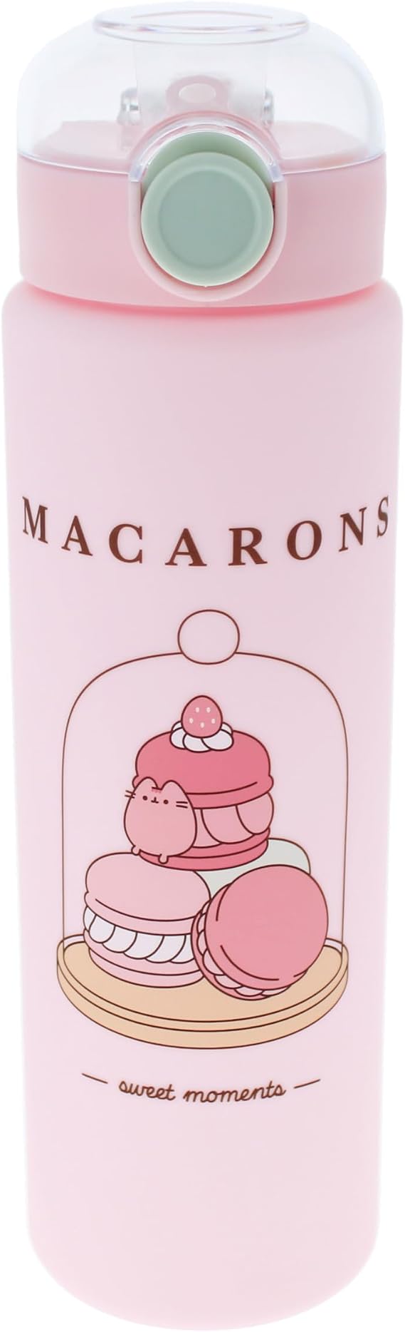 Blueprint Collections Pusheen Water Bottle | Cute Kawaii Macarons Design | Leakproof Flip-Top Bottle for School, Office & Travel | Pusheen Gifts & Accessories