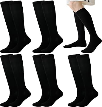 5-8 Pairs Compression Socks for Men Circulation 15-20 mmHg Knee High Stockings for Running Hiking Climbing Cycling