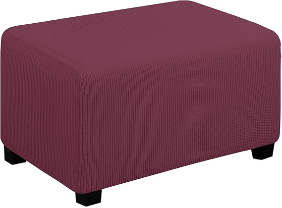 Easy-Going Stretch Small Rectangle Ottoman Cover ASH Rose | Folding Storage Footstool Furniture Protector Soft slipcover with Elastic Bottom