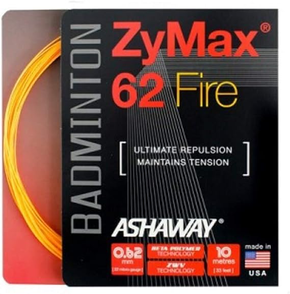 Ashaway ZyMax 62 Fire Badminton String Set-Fire Orange