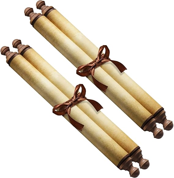 Makevivi 2 PCS Blank Scrolls Paper with Wood Rods, for Naughty or Nice List, Writing, Wedding Vows, Invitation, Love Letter, Cosplay Prop, Renaissance, 7.1 x 31.5 inches (Style 2)
