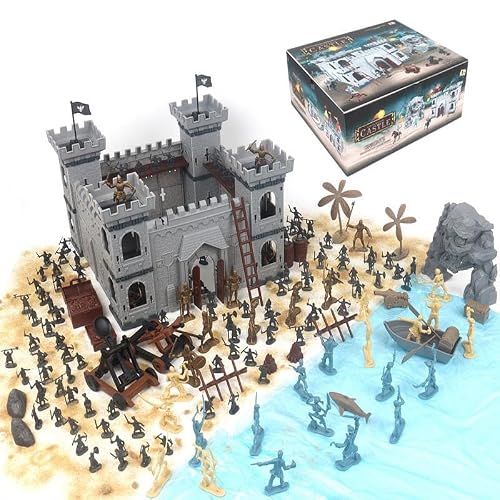 Medieval Castle Knight Toy Soldier Figures Army Men Toys Set, The Middle Ages DIY Castle Building Piracy Action Figurines Medieval Castle Knight Toy