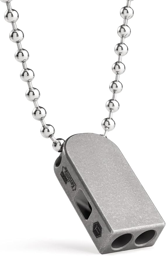 KeyUnity Titanium Emergency Whistle with Metal Lanyard, 120dB+, One-Piece Outdoor Survival Whistle, Ultra-Light, Rustproof