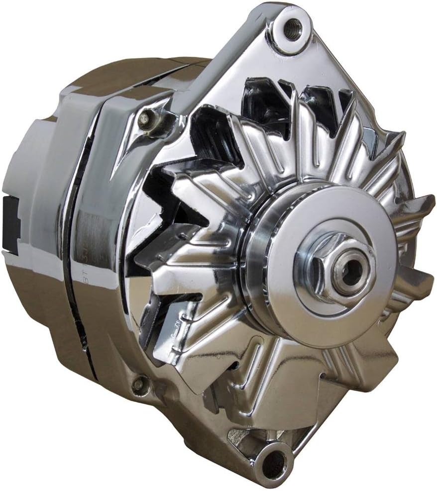 RAREELECTRICAL New Chrome Bbc Sbc Chevy Alternator Compatible With 110 Amp 1 Wire Ho Self Exciting Energizing By Part Number 7127Ch