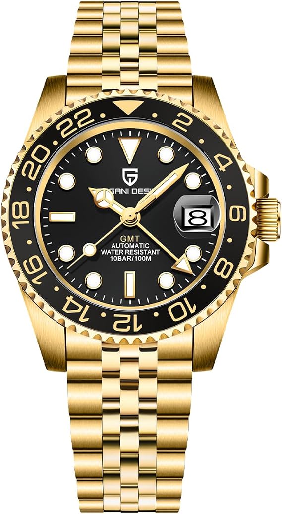 Pagani Design GMT Automatic Mechanical Men's Watch Rotating Ceramic Bezel Stainless Steel Watch with Date Function Men's Sport Watch