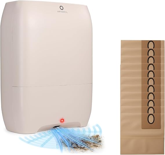 AIRTHEREAL T1 Plus Touchless Vacuum Automatic Dustpan with Extra 5-Pack Replacement Dust Bags