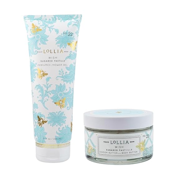 LOLLIA Wish Bundle with Shower Gel, 8 fl oz, and Body Butter, 5.5 oz, Scented Shea Butter Moisturizing Wash & Lotion for Women, Hydrating Luxury Bath Skin Care Set