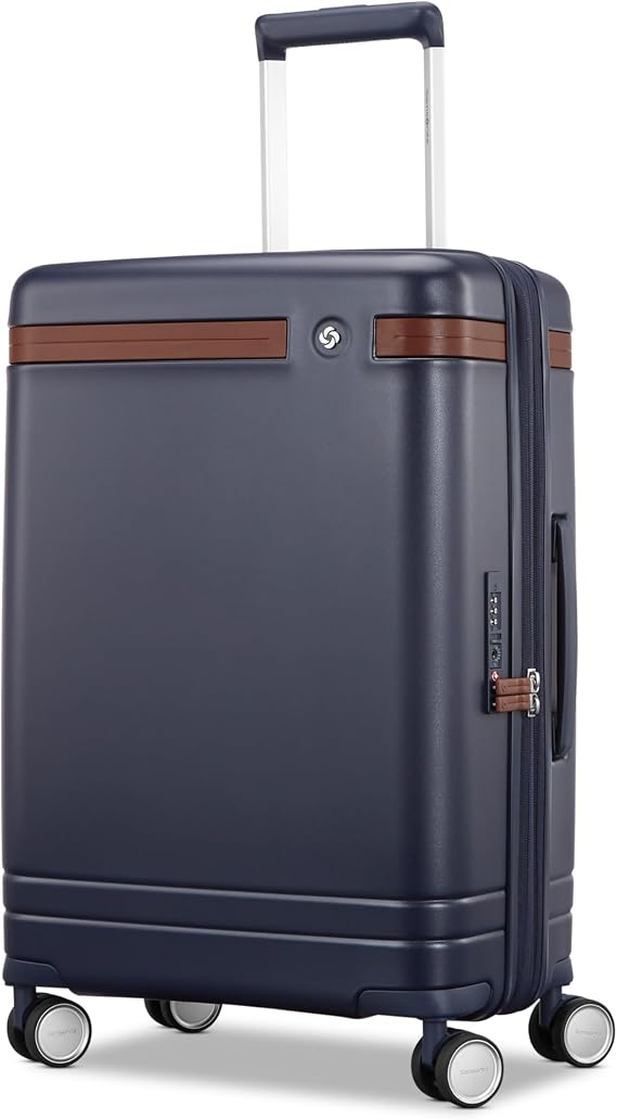 Virtuosa Hardside 21 Inch Carry On Luggage - Airline Approved with 360 Spinner Wheels, RightHeightTM Adjustable Handle - Zippered WetPakTM - TSA Lock - Expandable Light Polycarbonate Shell - Navy
