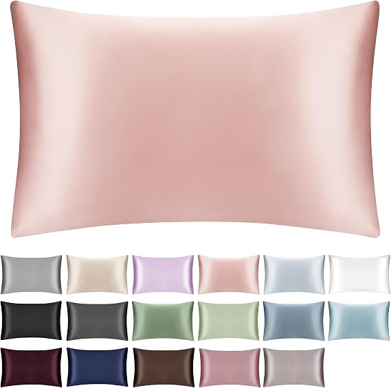 100% Mulberry Silk Zippered Bed Pillowcase for Hair and Skin,Zip Up Real Silk Large Pillow Case,19 Momme Grade 6A,1pc,Light Pink,Super King Size 20x36 Inches