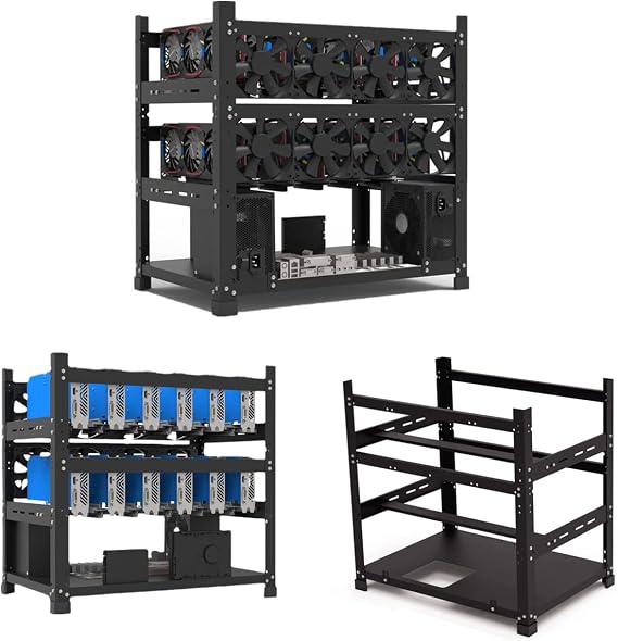 Mining Rig Frame 12 GPU, Open Air Mining Rig Frame Mining Case Rack Motherboard Bracket Computer Case Support to Dual