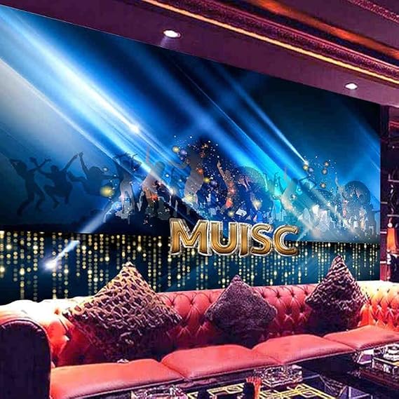 Custom 3D Interior Design Wallpaper KTV Bar Background Wall Decor Mural Blue Music Theme Wallpaper Fresco