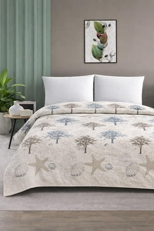 Mulberry Çift Kişilik Pike Yatak Örtüsü%100 Pamuk 220x230 Ağaç Desen