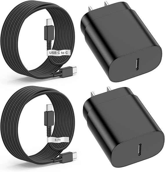 2 Pack-for Samsung Galaxy S23 S22, S21, Note 20 Fast Charging Type C,25w USB C Super Fast Charger Type C Wall Charger Block Android Phone Cable for Samsung Galaxy S20 Plus Ultra 26ft Black