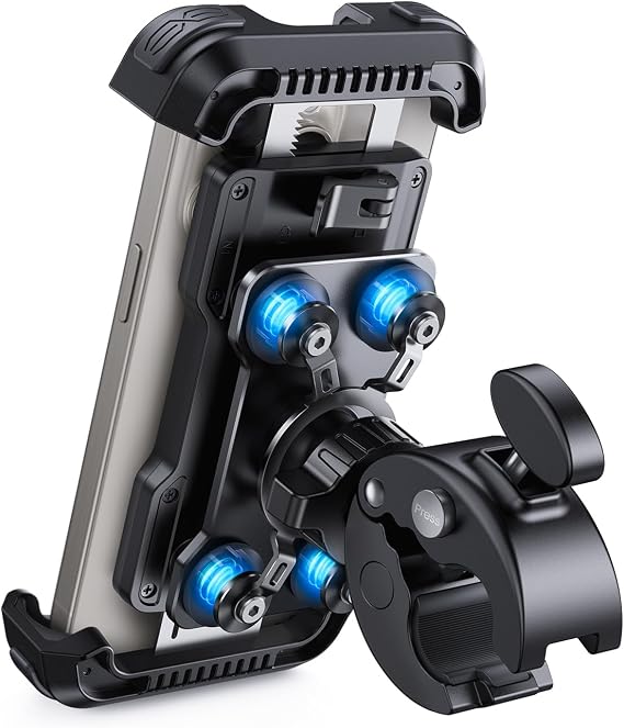Lamicall Motorcycle Phone Mount Holder with Dual Vibration Dampener | Upgrade Handlebar Clip, Motorcycle Cell Phone Holder, Bike Phone Mount, for iPhone Pro Max, 4.7-6.7" Phones, Black