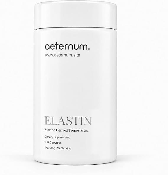 aeternum Elastin Supplement 500mg, 180 Capsules Marine Elastin Peptides Capsules, Skin Support Formula, Third-Party Tested