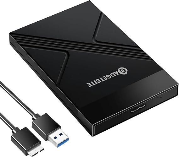 Ssd Enclosure Case, Tool-Free External Hard Disk Case with Fast Transfer Speed Up to 5 Gbps & Up to 4Tb Storage Capacity with 2.5 Sata Ssd / HDD (Black, USB to Sata)