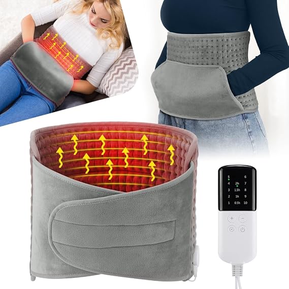 Electric Heating Pad with Pocket, 10 Heat Settings, 4 Timer, Heated Belt for Back, Shoulder, Neck, Lumbar, Flank Pain Relief, Machine Washable, Unisex - Gifts for Loves, Parents, Elders and Friends
