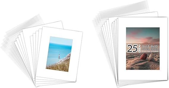Golden State Art, 50 Pack White Picture Mats + Backing Boards Clear Bags