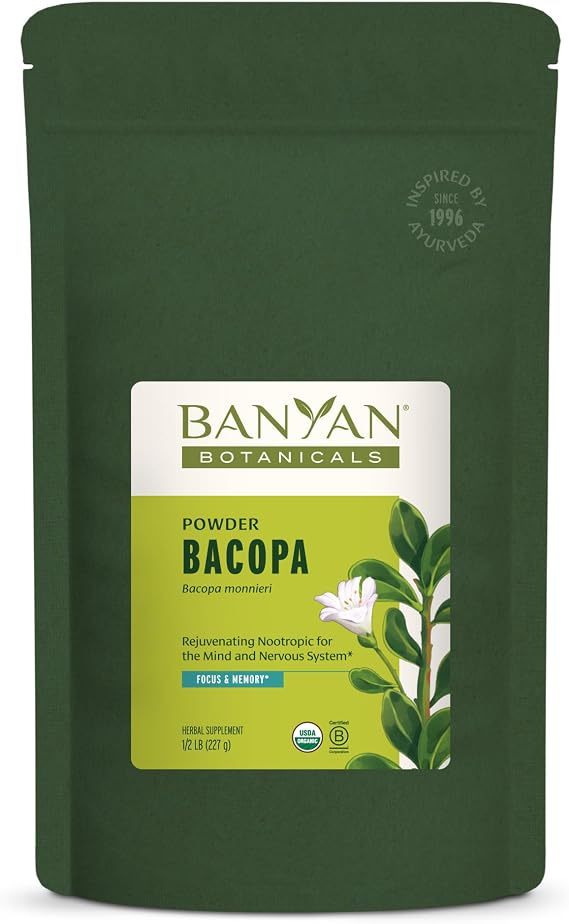 Banyan Botanicals Bacopa Powder Organic Bacopa Monnieri Supplement Nootropic Herb Focus and Concentration Supplements* 12 lb. Non-GMO Sustainably Sourced Vegan