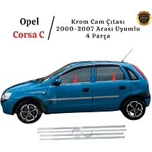 EBAL AUTO ACCESSORY Chrome Glass Lath 4 Pcs. 2000-2007 P. Compatible with Steel Opel Corsa C