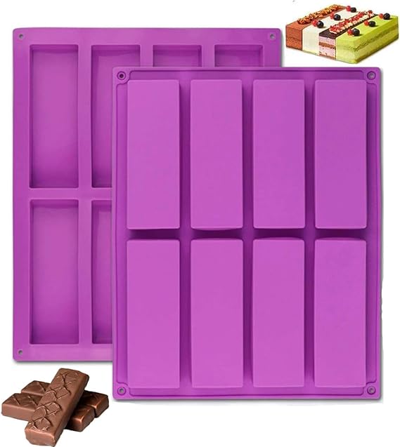 Bamutu 2PCS Chocolate Bar Moulds Large Rectangle Silicone Granola Bars Moulds,Cereal Bar Molds Energy Bar Maker Mould for Baking Bread Brownie
