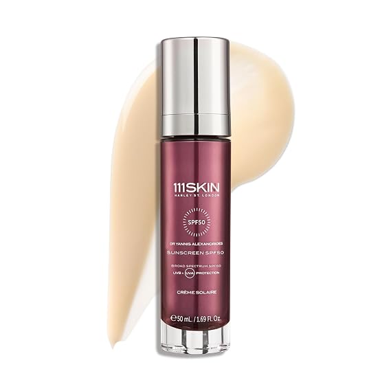 111SKIN Sunscreen SPF 50, Mineral Face and Non Greasy Sunscreen, 50 ml | Broad-Spectrum UVA/UVB & Blue Light Protection, Niacinamide and Polyglutamic Acid, For Daily Use