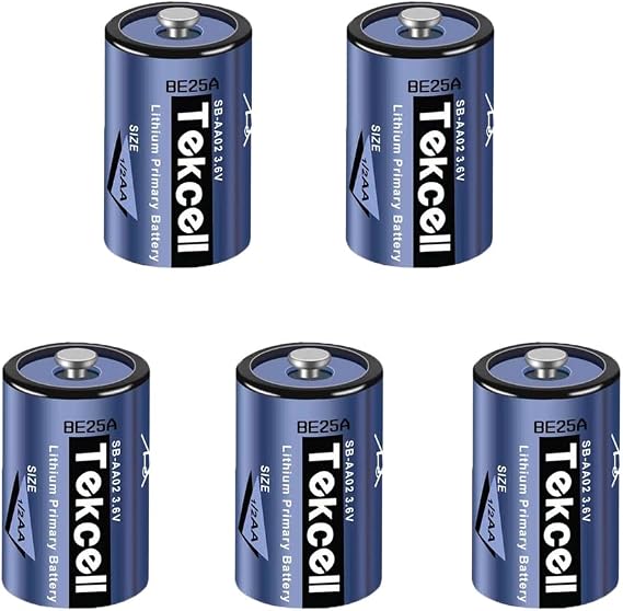 5 Pack Tekcell SB-AA02 3.6V 1200mAh 1/2AA Lithium Battery for ADT LS14250 PLC Battery (no Plug)