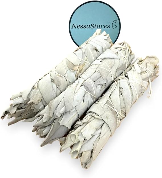 Premium 4"-5" Hand-Harvested White Sage Bundles for Smudging, Purification & Meditation - Fresh Earthy Scent for Stress Relief & Cleansing House | White Sage Incense Sticks JC-007 (6)