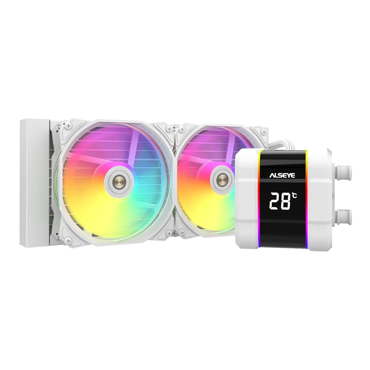 ALSEYE M240 Plus CPU Liquid Cooler, Temperature Displayed ARGB AIO CPU Water Cooler with 240mm Radiator & Dual 120mm ARGB PWM Fans, Support Intel AMD, LGA1700 Compatible