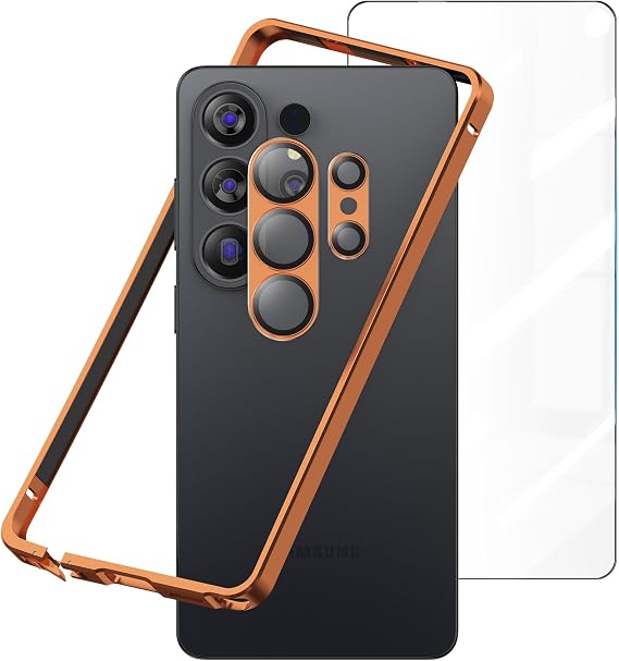 Metal Bumper Case for Samsung Galaxy S26 Ultra, Aluminium Frame Slim Case [Separate Metal Lens Protector] [HD Tempered Glass Screen Protector] [Hippocampus Buckle Design] Cover for S26 Ultra 6.9 Inch