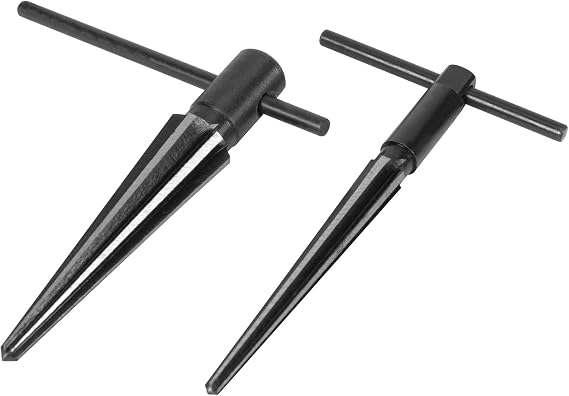 Performance Tool W2967 2-Piece T-Handle Tapered Reamer Set | Aligns holes and removes burrs from metal and wood. Heat treated carbon steel. 1/8 to 1/2 and 5/32 to 7/8 inch capacities