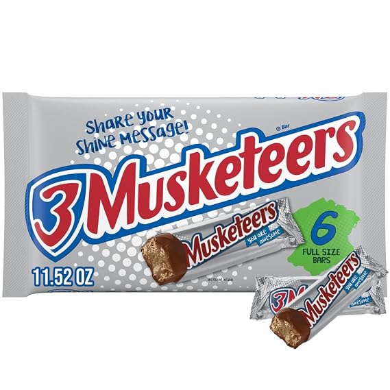 3 Musketeers Chocolate Candy Bar Singles, 6 ct, 11.52 oz