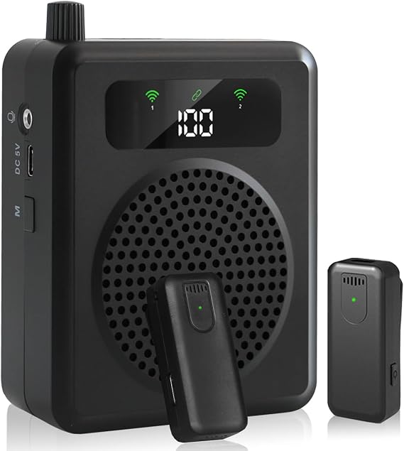 Wrieless - Amplificador de voz con micrófono Lavalier, micrófono portátil con altavoz, amplificador de voz personal, sistema PA para múltiples ubicaciones, aula, reuniones y al aire libre