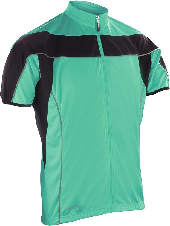 Mens Bikewear/Cycling 1/4 Zip Cool-Dry Performance Fleece Top/Light Jacket (XXL) (Aqua/Black)