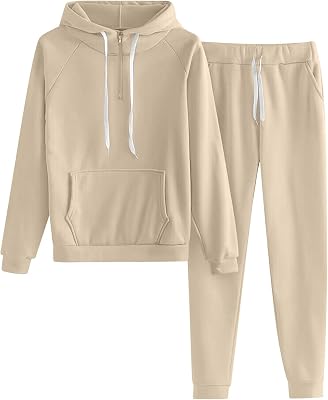 Travel Outfits for Women 2 Piece Sets Long Sleeve Fleece Hooded Athletic Sweatpants Fall Oversized Comfy Sweat Outfit