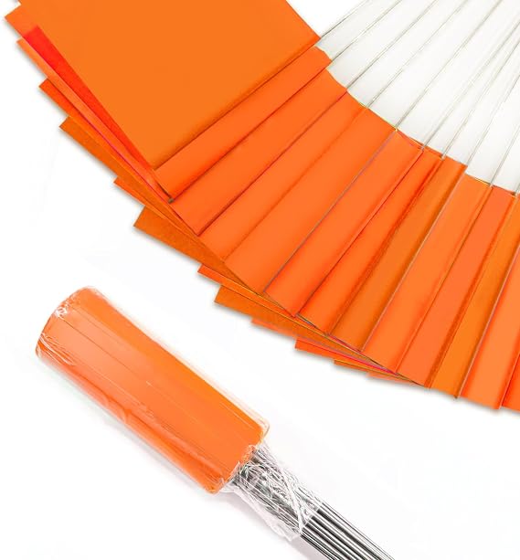 Zozen 50Pack Fluorescent Orange Marking Flags, 15x4x5 In Yard Flag for Lawn