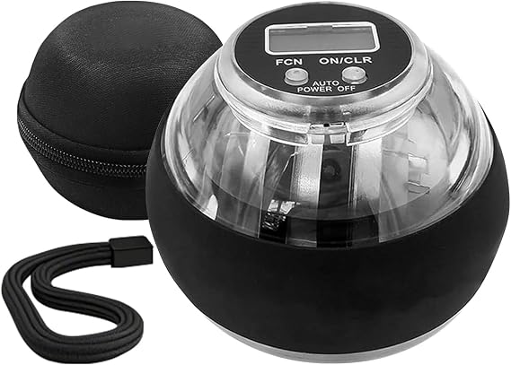 Hand Exerciser & Wrist Power Gyro Ball, Adjustable Resistance for Strengthening Fingers, Wrists & Arms, Includes Digital Counter & Portable Case