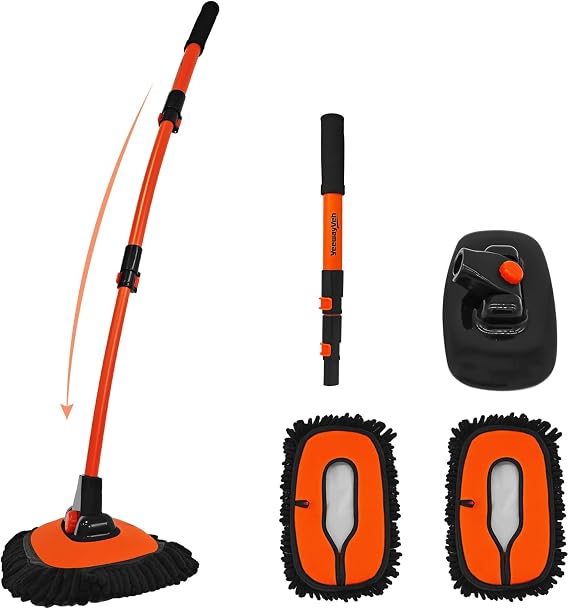 YeewayVeh 43" Car Wash Brush Mop, Extendable Long Handle, Orange