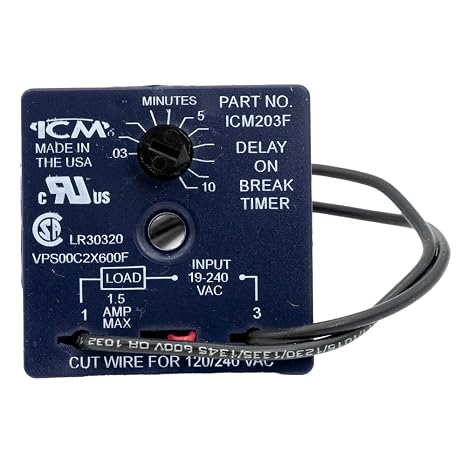 ICM203FB Delay on Break Timer, Anti-Short Cycle, ICM 203F, 18-240VAC