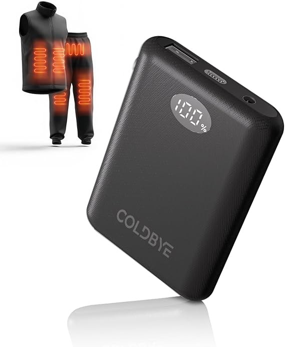 ColdBye Compact 10000mAh 7.4V Battery Pack for Heated Vest,Jacket
