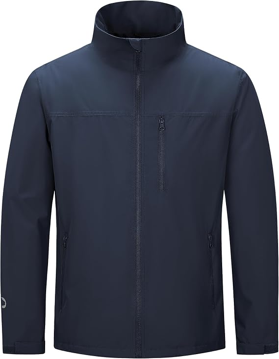 Outdoor Ventures Men's Lightweight Softshell Jackets Waterproof Golf Jacket | Casual Breathable Walking Jackets Windbreaker Stand-Up Collar & 4 Pockets, Velvet Lined Outdoor Jacket Coats Hiking, Cycling