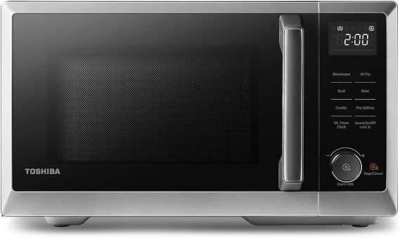 TOSHIBA Air Fry Combo 5-In-1 26L Countertop Microwave Oven, Broil, Bake, Combi, 10 Power Levels, 10 Auto Cooking Presets, Easy Defrost, Black, 900W, ML2-EC26SF(BS)
