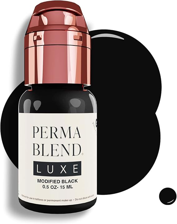 Perma Blend Luxe - Modified Black - Microblading Ink for Permanent Eyeliner - Professional Tattoo Ink - Black Tattoo Ink Makeup - Vegan (0.5 oz)