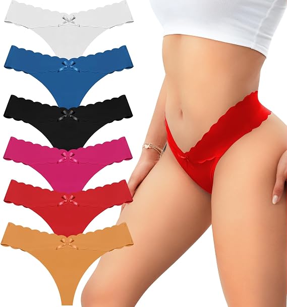 ETAOLINE Thongs for Women Seamless Panties No Show Underwear 6 Packs Multicolor